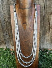 Load image into Gallery viewer, Sterling Silver Freshwater Pearls Multi Strand Layered Bead Necklace. 26-30 Inch