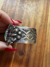 Load image into Gallery viewer, Navajo sterling silver Sonoran rose turquoise cuff bracelet