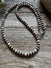 Load image into Gallery viewer, Southwestern Sterling Silver Pink Conch 6mm Pearls Bead Necklace 22 Inch