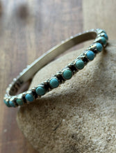 Load image into Gallery viewer, Native American Sterling Silver Blue Turquoise Bangle Cuff Bracelet. EB