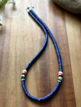 Load image into Gallery viewer, Sterling Silver Lapis Multi Stone Bead Necklace. 18 inch. Gift
