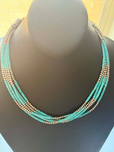 Load image into Gallery viewer, Sterling silver blue turquoise bead necklace 24 inch