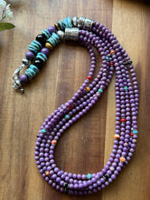 Load image into Gallery viewer, Sterling Silver Multi Strand Stone Purple Pearls Bead Necklace. 26 inch