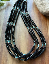 Load image into Gallery viewer, Sterling Silver Multi Strand Black Onyx Turquoise Pearls Bead Necklace. 22 Inch