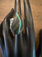 Load image into Gallery viewer, Navajo sterling silver  blk jack turquoise ring adjustable