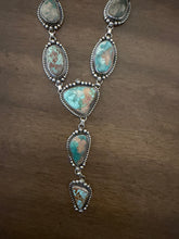 Load image into Gallery viewer, Navajo sterling silver royston turquoise lariat necklace