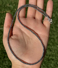 Load image into Gallery viewer, 3mm 24 Inch 925 Sterling Silver Oxidized Pearls Bead Necklace Southwestern