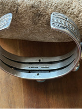 Load image into Gallery viewer, Navajo Native American Sterling Silver Blue Turquoise Row Cuff Bracelet J Nelson