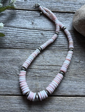 Load image into Gallery viewer, Sterling Silver Graduated Pink Conch Pearls Bead Necklace 18 Inch