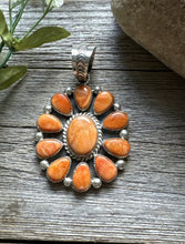 Load image into Gallery viewer, Native American Sterling Silver Orange Spiny Oyster Cluster Pendant Tillie T Jon