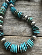 Load image into Gallery viewer, Sterling Silver Turquoise W Pearls Bead Necklace. 18 inch