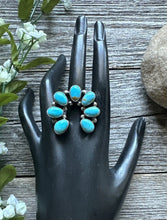 Load image into Gallery viewer, Native American Sterling Silver Turquoise Ring. Size 8.5. B Johnson