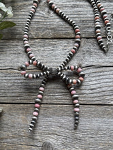 Load image into Gallery viewer, Bow Sterling Silver Multi Graduated Pink Conch Pearls Bead Necklace 24 inch Gift