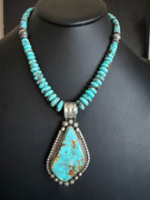 Load image into Gallery viewer, Navajo sterling silver turquoise pendant necklace etta Endito