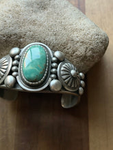 Load image into Gallery viewer, Navajo Native Sterling Silver Green Turquoise Cuff Bracelet Martinez