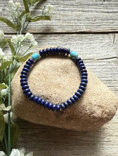 Load image into Gallery viewer, Lapis Turquoise 6.5 Inch Stretch Elastic Stretchy Bead Bracelet Gift