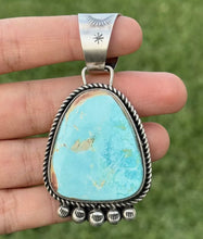 Load image into Gallery viewer, Navajo Sterling Silver Blue Royston Turquoise Pendant. RY Gift