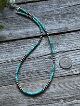 Load image into Gallery viewer, Southwestern Sterling Silver 4mm Blue Turquoise W Pearls Bead Necklace. 18 inch