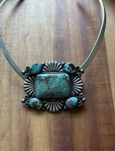 Load image into Gallery viewer, Native American Sterling Silver Turquoise Cluster Pendant Necklace TJ