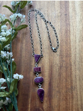 Load image into Gallery viewer, Navajo Sterling Silver Purple Spiny Oyster Lariat Chain Necklace C Shorty