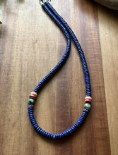 Load image into Gallery viewer, Sterling Silver Lapis Multi Stone Bead Necklace. 18 inch. Gift