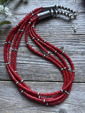 Load image into Gallery viewer, Sterling Silver Multi Strand Red Coral W Pearls Bead Necklace 22 Inch