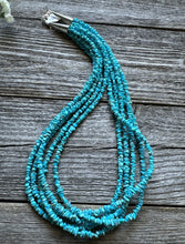 Load image into Gallery viewer, Southwestern Sterling Silver Blue Turquoise Multi Strand Bead Necklace. 20 inch