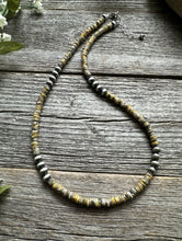 Load image into Gallery viewer, Sterling Silver Bumblebee Jasper W 6mm Pearls Bead Necklace. 18 inch