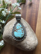 Load image into Gallery viewer, Navajo Sterling Silver Number 8 Turquoise Handmade Pendant Etta Enditto Gift