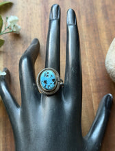 Load image into Gallery viewer, Vintage Old Pawn Navajo Sterling Silver Blue Turquoise Ring Size 7.5