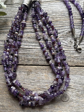 Load image into Gallery viewer, Sterling Silver Multi Strand Stone Purple Pearls Bead Necklace. 32 inch