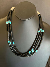 Load image into Gallery viewer, Sterling silver black onyx turquoise necklace 24 inch
