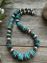 Load image into Gallery viewer, Sterling Silver Turquoise W Pearls Bead Necklace. 18 inch