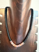 Load image into Gallery viewer, Sterling silver black onyx shell bead necklace 18 inch