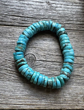 Load image into Gallery viewer, Blue Turquoise Heishi 7 Inch Stretch Bead Bracelet Gift