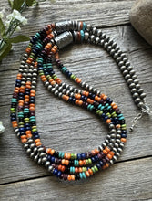 Load image into Gallery viewer, Sterling Silver Multi Stone Strand W Pearls Bead Necklace 30 inch