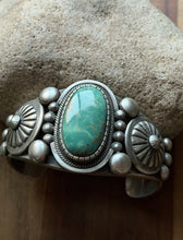Load image into Gallery viewer, Navajo Native Sterling Silver Green Turquoise Cuff Bracelet Martinez