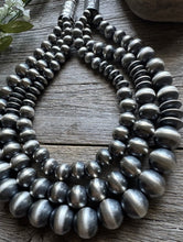 Load image into Gallery viewer, Sterling Silver Layered Multi Strand Pearls Bead Necklace 22 Inch “Navajo Style”