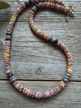 Load image into Gallery viewer, Sterling Silver Multi Color Stone Shell Spiny Turquoise Bead Necklace 18 inch