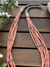 Load image into Gallery viewer, Sterling Silver Multi Strand Pink Coral W Pearls Bead Necklace 24 Inch
