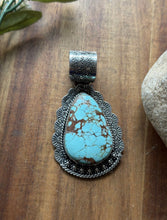 Load image into Gallery viewer, Navajo Sterling Silver Number 8 Turquoise Handmade Pendant Etta Enditto Gift