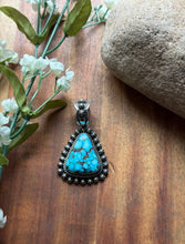 Load image into Gallery viewer, Navajo Sterling Silver Kingman Spiderweb Turquoise Pendant H Piasso