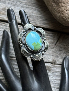 Native American 925 Sterling Silver Turquoise Ring. Size 7.5 GP Gift