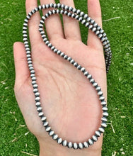 Load image into Gallery viewer, 5mm 18 Inch 925 Sterling Silver Oxidized Pearls Bead Necklace Southwestern