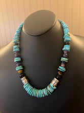 Load image into Gallery viewer, Sterling silver blue  turquoise graduated necklace 22 inch