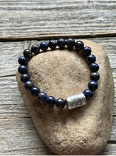 Load image into Gallery viewer, Kokopelli Lapis 7 Inch Stretch Stretchy Elastic Bead Bracelet Gift