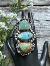 Load image into Gallery viewer, Native American Sterling Silver Royston Turquoise Adjustable Ring. C Yazzie