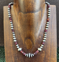 Load image into Gallery viewer, Purple Spiny Oyster Multi Graduated Sterling Silver Pearls Bead Necklace 18 inch
