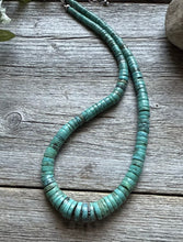 Load image into Gallery viewer, Sterling Silver Graduated Heishi Turquoise Bead Necklace. 18 inch