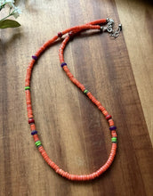 Load image into Gallery viewer, Sterling Silver Orange Bamboo Coral Multi Stone Bead Necklace. 18 Inch Gift